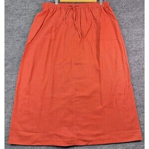 Only Necessities Linen Blend Maxi Skirt 16W Coral Orange Elastic Waist NWT